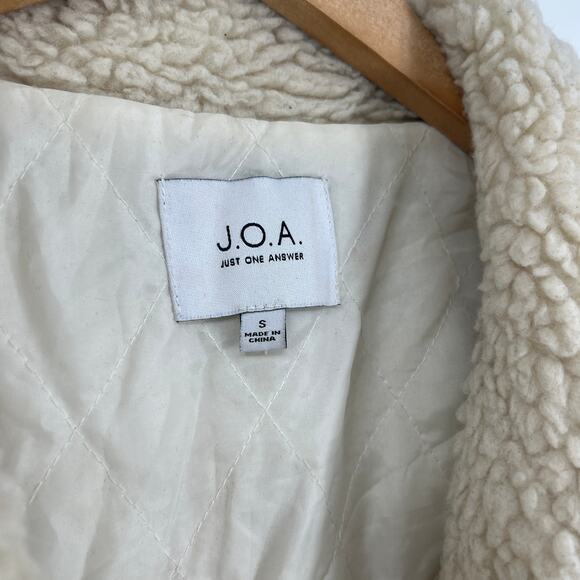 JOA Faux Shearling Teddy Jacket Cream Sherpa Moto Coat Women’s Small - Picture 3 of 4